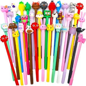 50 Pcs Cute Cartoon Pens for Kids, Random Novelty Kawaii Gel Black Ink Pens Bulk, Back to School Assorted Cool Writing Pen for Student Gift, School Office Home Supplies Present in Saudi Arabia