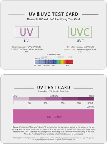 Saitech هو | بطاقة اختبار UV و UVC وبطاقة اختبار شدة الأشعة فوق البنفسجية | بطاقة اختبار UV 3 في 1 | UVA و UVC Light Card Card | UV Bulb و LED شدة بطاقة القراءة | بطاقة مؤشر الجرعة الأشعة فوق البنفسجية | اختبار UVB in Kuwait