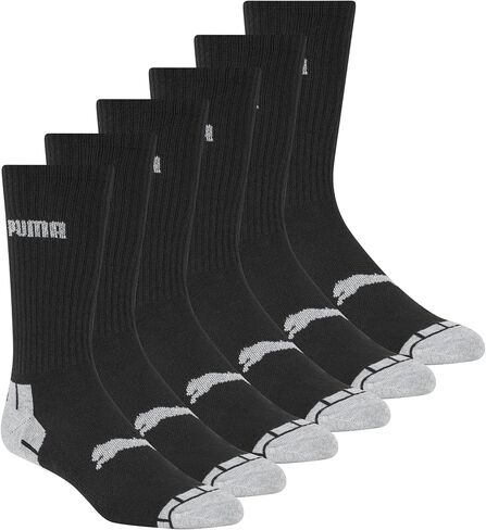 PUMA Men's 6 Pack Crew Socks, White/Black, 10-13 in Saudi Arabia