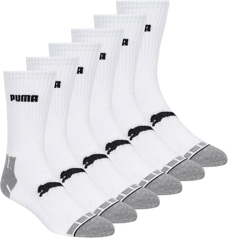PUMA Men's 6 Pack Crew Socks, White/Black, 10-13 in Saudi Arabia