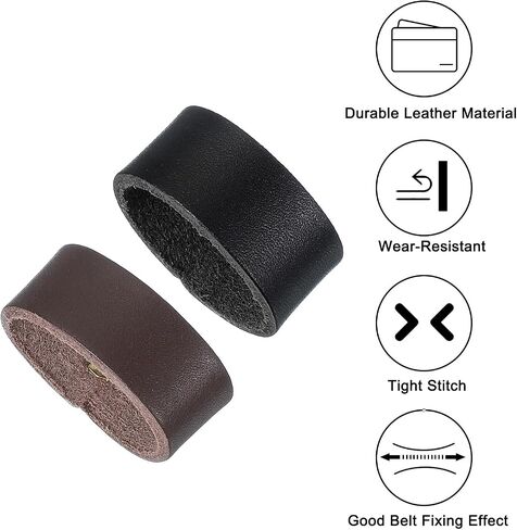 PATIKIL Leather Loop Keeper, 2 Pcs Leather Loops Belt Keeper Loops Retainer Straps Replacement for 1.1 Inch Wide Belts/Straps, Black/Earthy Yellow in Saudi Arabia