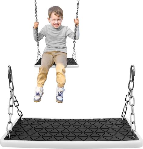 Heavy Duty Swing Seat Non-Slip with Tree Rope Adjustable Swing Set Accessories Replacement for Kids Outdoor Backyard Playground Jungle Gym，Black in Kuwait