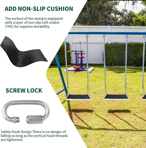 Heavy Duty Swing Seat Non-Slip with Tree Rope Adjustable Swing Set Accessories Replacement for Kids Outdoor Backyard Playground Jungle Gym，Black in Kuwait