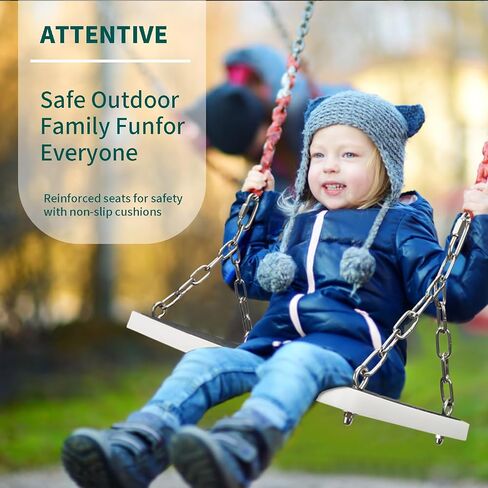 Heavy Duty Swing Seat Non-Slip with Tree Rope Adjustable Swing Set Accessories Replacement for Kids Outdoor Backyard Playground Jungle Gym，Black in Kuwait