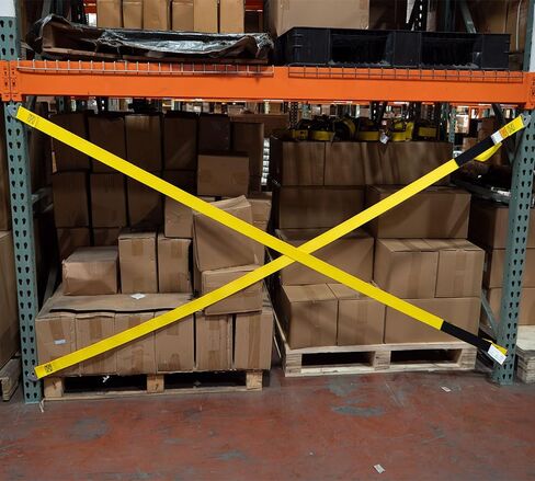 Mytee Products 2" x 98.5" Pallet Rack Safety Straps - 2400 lbs Breaking Strength - Yellow Polyester - Fits 8 ft Pallet Bay in Kuwait