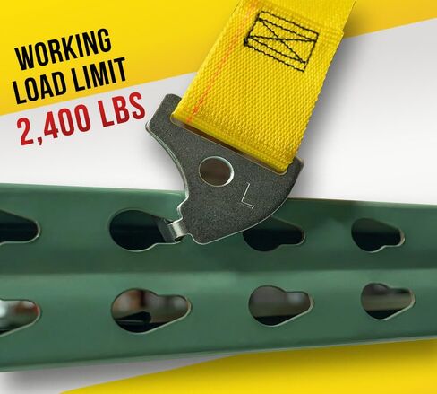 Mytee Products 2" x 98.5" Pallet Rack Safety Straps - 2400 lbs Breaking Strength - Yellow Polyester - Fits 8 ft Pallet Bay in Kuwait