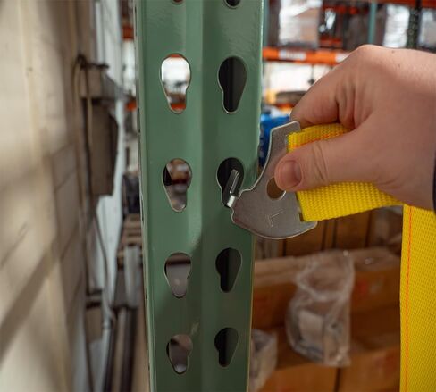 Mytee Products 2" x 98.5" Pallet Rack Safety Straps - 2400 lbs Breaking Strength - Yellow Polyester - Fits 8 ft Pallet Bay in Kuwait