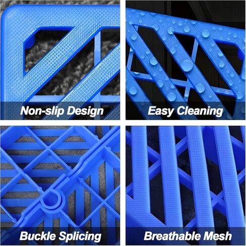 10 Pcs Lightweight Plastic Pallets, 23.6"x11.8"x1.18" Waterproof Moisture-Proof Floor Pallet, Storage Pad for Garage, Basement, Industrial, Blue and Black in Kuwait