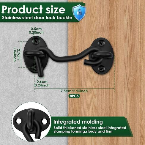 Hook and Eye Latch Thickened Stainless Steel Sliding Barn Door Latch Rustproof Eye Hook Latch Easy Installation Door Hook Lock High Safety Door Latch Lock for Cabinet Doors in Kuwait