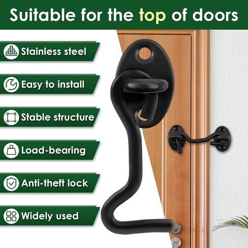 Hook and Eye Latch Thickened Stainless Steel Sliding Barn Door Latch Rustproof Eye Hook Latch Easy Installation Door Hook Lock High Safety Door Latch Lock for Cabinet Doors in Kuwait