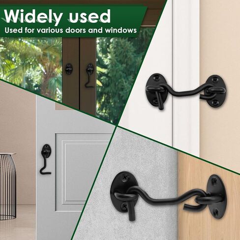 Hook and Eye Latch Thickened Stainless Steel Sliding Barn Door Latch Rustproof Eye Hook Latch Easy Installation Door Hook Lock High Safety Door Latch Lock for Cabinet Doors in Kuwait