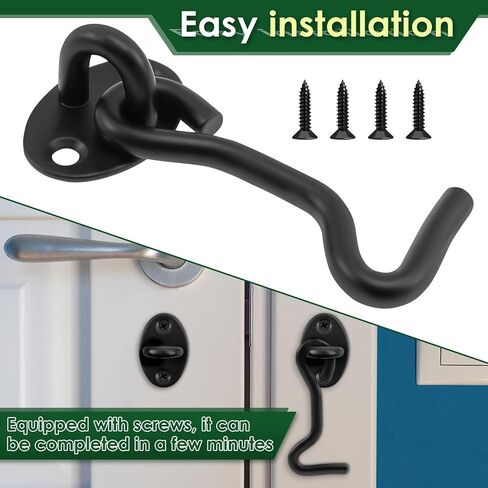 Hook and Eye Latch Thickened Stainless Steel Sliding Barn Door Latch Rustproof Eye Hook Latch Easy Installation Door Hook Lock High Safety Door Latch Lock for Cabinet Doors in Kuwait