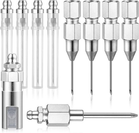 Draupnir 9 Pcs Grease Gun Needle Nozzle Kit, Stainless Steel Grease Gun Injector Needle Nozzle with Rubber Nipple Adapter Fitting Tool for Grease Injection Narrow Space & Deep Hole Metal in Saudi Arabia