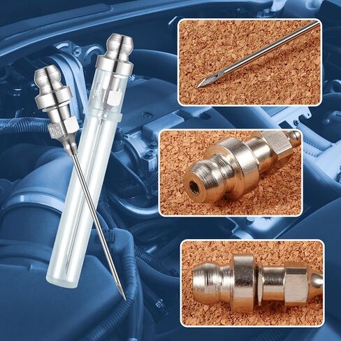 Draupnir 9 Pcs Grease Gun Needle Nozzle Kit, Stainless Steel Grease Gun Injector Needle Nozzle with Rubber Nipple Adapter Fitting Tool for Grease Injection Narrow Space & Deep Hole Metal in Saudi Arabia