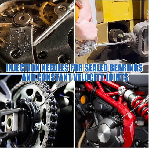 Draupnir 9 Pcs Grease Gun Needle Nozzle Kit, Stainless Steel Grease Gun Injector Needle Nozzle with Rubber Nipple Adapter Fitting Tool for Grease Injection Narrow Space & Deep Hole Metal in Saudi Arabia