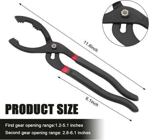 12" Adjustable Oil Filter Pliers, Automotive Oil Filter Removal Tools, Universal Fuel Filter Wrench Plier for Car Truck Oil Change in Kuwait