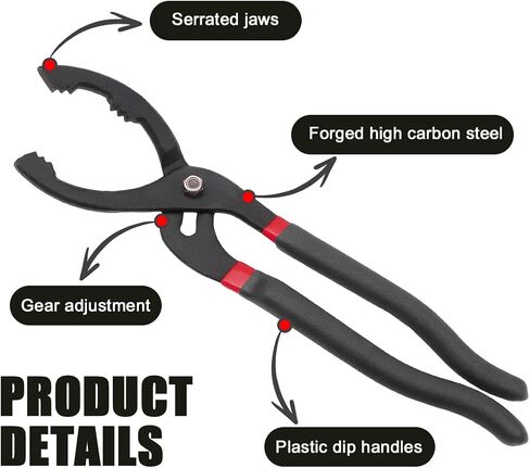 12" Adjustable Oil Filter Pliers, Automotive Oil Filter Removal Tools, Universal Fuel Filter Wrench Plier for Car Truck Oil Change in Kuwait