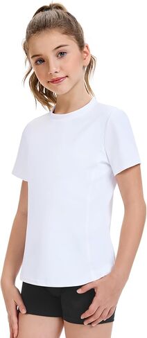 HASMES Girls Athletic Shirts Short Sleeve Active T-Shirts,Basic Tee Tops,Sports Activewear for Kids Teens in Kuwait