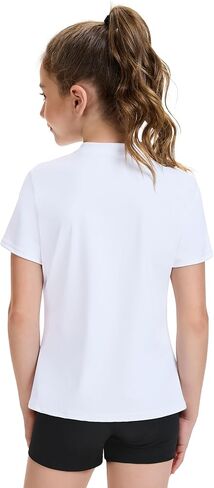 HASMES Girls Athletic Shirts Short Sleeve Active T-Shirts,Basic Tee Tops,Sports Activewear for Kids Teens in Kuwait