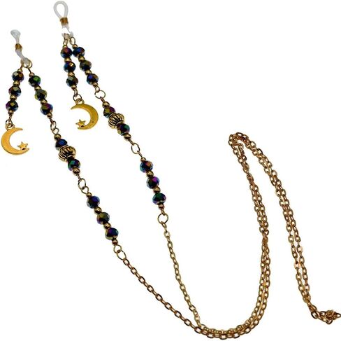 Beaded Eyeglass Chain with Moon Charms in Saudi Arabia