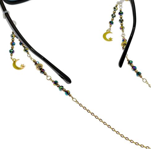 Beaded Eyeglass Chain with Moon Charms in Saudi Arabia