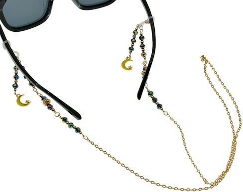 Beaded Eyeglass Chain with Moon Charms in Saudi Arabia
