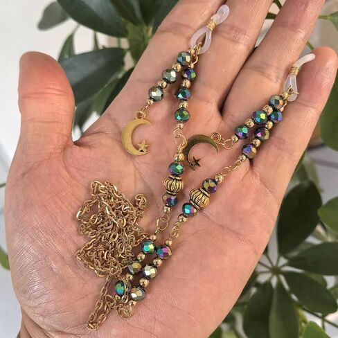 Beaded Eyeglass Chain with Moon Charms in Saudi Arabia