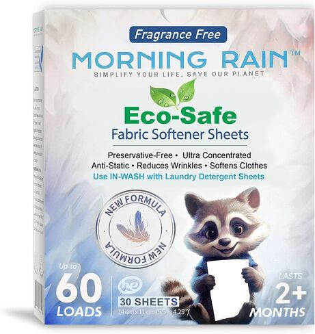 أوراق نقي MorningRain Eco Fabric للغسالة-خالية من العطور ، وخالية من المواد الحافظة ، ومركزة للغاية-30 ورقة لما يصل in Saudi Arabia