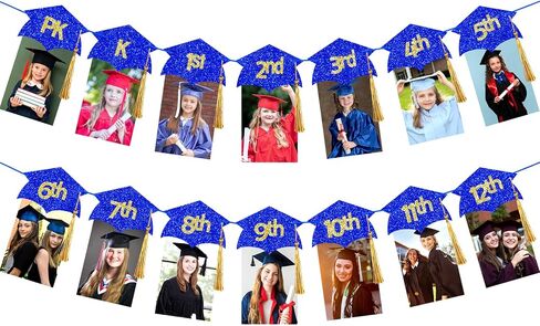 Black Glitter K-12 التخرج صورة لافتة روضة الأطفال إلى لافتة صورة التخرج من الصف الثاني عشر لزخارف حفلة التصوير 2025 in Kuwait