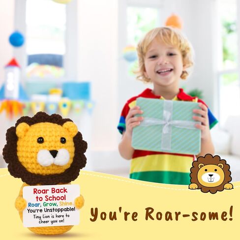 Handmade Crochet Positive Lion Cute Emotional Positive Support Animal Gift, Motivational Encouragement Inspirational gifts for Friend Colleague Son Daughter Women Men, Graduation Gift for Student Teen in Saudi Arabia