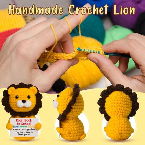 Handmade Crochet Positive Lion Cute Emotional Positive Support Animal Gift, Motivational Encouragement Inspirational gifts for Friend Colleague Son Daughter Women Men, Graduation Gift for Student Teen in Saudi Arabia
