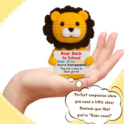 Handmade Crochet Positive Lion Cute Emotional Positive Support Animal Gift, Motivational Encouragement Inspirational gifts for Friend Colleague Son Daughter Women Men, Graduation Gift for Student Teen in Saudi Arabia