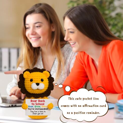 Handmade Crochet Positive Lion Cute Emotional Positive Support Animal Gift, Motivational Encouragement Inspirational gifts for Friend Colleague Son Daughter Women Men, Graduation Gift for Student Teen in Saudi Arabia