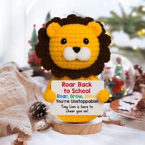 Handmade Crochet Positive Lion Cute Emotional Positive Support Animal Gift, Motivational Encouragement Inspirational gifts for Friend Colleague Son Daughter Women Men, Graduation Gift for Student Teen in Saudi Arabia