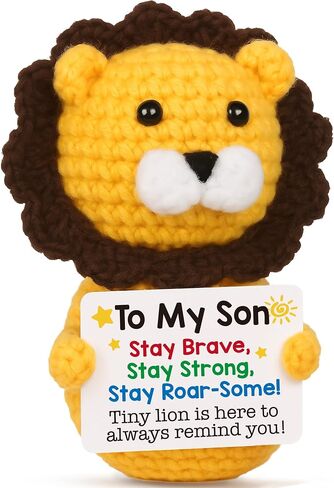 Handmade Crochet Positive Lion Cute Emotional Positive Support Animal Gift, Motivational Encouragement Inspirational gifts for Friend Colleague Son Daughter Women Men, Graduation Gift for Student Teen in Saudi Arabia