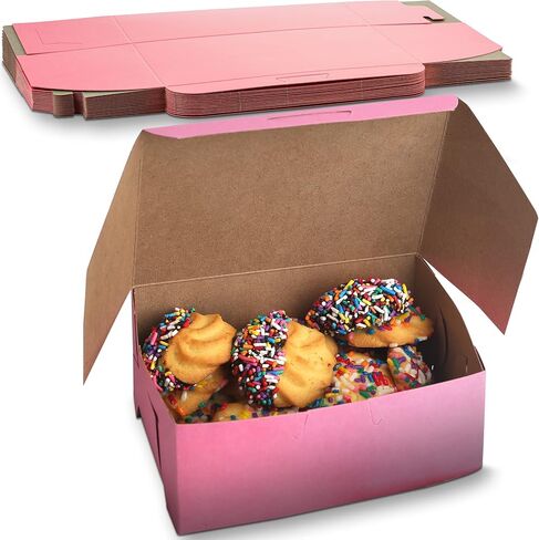 MT Products Pink Cookie Joxes 6 "× 4 1/2" × 2 3/4 " - صناديق مخبز أنيقة No -Window (حزمة 25) - مصنوعة في الولايات المتحدة الأمريكية in Kuwait