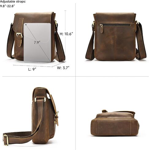 Mens Genuine Leather Messenger Bag Vintage Man Shoulder Crossbody Bags Stachel Purse Working Handbags in Saudi Arabia