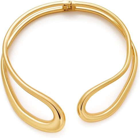 LILIE&WHITE Gold Collar Necklace For Women Choker Necklace Adjustable Open Gold Chunky Necklaces Trendy Hypoallergenic Chunky Choker Collar Statement Necklace Chic Jewelry in Saudi Arabia