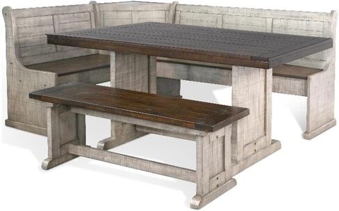 Sunny Designs Solid Wood Breakfast Nook Set (Marble White and Buck Skin) in Saudi Arabia