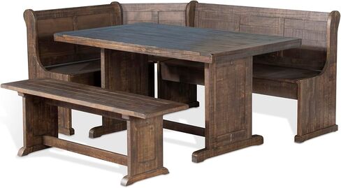 Sunny Designs Solid Wood Breakfast Nook Set (Marble White and Buck Skin) in Saudi Arabia