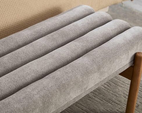 VESCASA Upholstered End of Bed Bench with Solid Wood Legs, Modern 47" W Entryway Bench with Comfortable Soft Cushion Seat for Living Room, Bedroom, Hallway, Chenille White in Kuwait