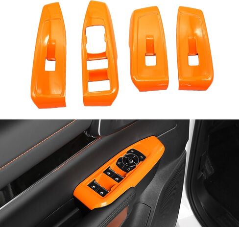 4pcs Front & Rear Window Lift Trim Switch Button Panel Covers, Window Car Glass Lift Switch Decorative Cover, Compatible with Ford Ranger 2023 2024 in Kuwait
