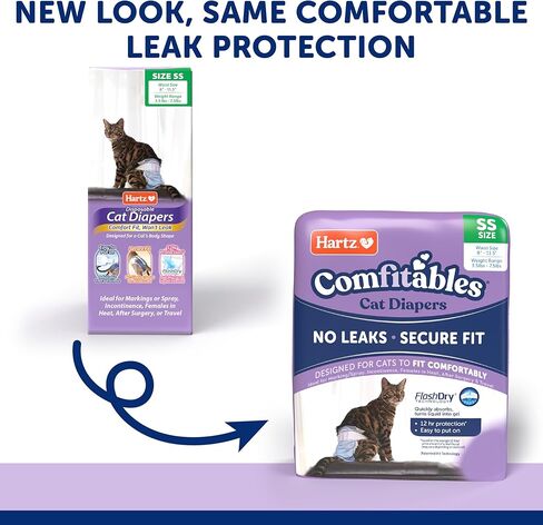 Hartz Comfitables Cat Diapers ، Size M 16 Count ، مريح وآمن ، يسهل وضعه in Kuwait