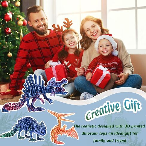 3PCS 3D Printed Dinosaur Skeletons, 3D Printed Dragon Animals Toys, T-Rex Triceratops Stegosaurus Fidget Toys Adults Desk, Poseable with Articulated Joints, Home Decor, Stress Relief Toy in Kuwait