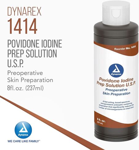 Dynarex Povidone-Iodine Prep Solution, Antiseptic Solution for Skin and Mucosa, Ideal for Surgical Site Preparation, Contains Povidone Iodine 10%,1 Bottle of 1 gal Povidone-Iodine in Saudi Arabia
