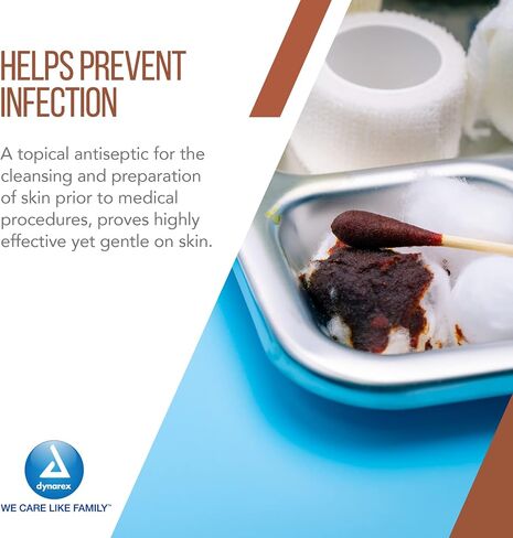 Dynarex Povidone-Iodine Prep Solution, Antiseptic Solution for Skin and Mucosa, Ideal for Surgical Site Preparation, Contains Povidone Iodine 10%,1 Bottle of 1 gal Povidone-Iodine in Saudi Arabia