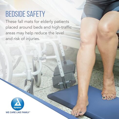 Dynarex FLATMat Fall Mats for Elderly Patients - Beveled Edge for Wheelchair Accessibility - Non-Slip Senior Fall Prevention Pad for Protection (24" x 70" x 0.75", Burgundy) in Kuwait