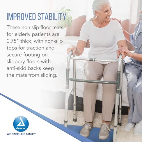 Dynarex FLATMat Fall Mats for Elderly Patients - Beveled Edge for Wheelchair Accessibility - Non-Slip Senior Fall Prevention Pad for Protection (24" x 70" x 0.75", Burgundy) in Kuwait