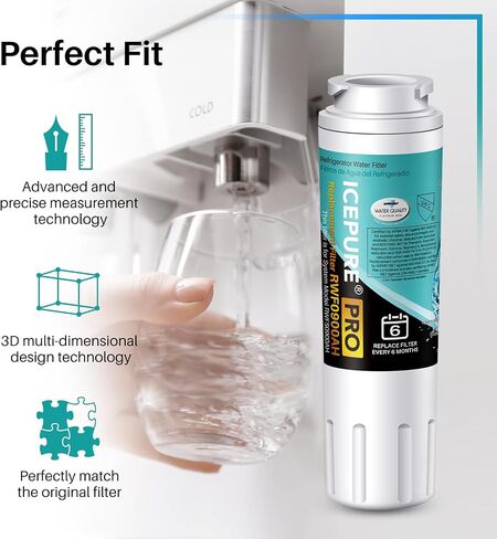 بديل معتمد من ICEPURE PLUS UKF8001 NSF53 لكل قطرة EDR4RXD1، فلتر ويرلبول 4، Maytag UKF8001AAXX-200، PUR، MPF15090، WF-UKF8001، WF295، Puriclean II، RFC0900A RWF0900A فلتر مياه الثلاجة، 3 عبوات in Kuwait