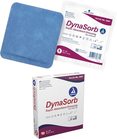 Dynarex Dynasorb الضمادات الفائقة الماصة ، رعاية الجرح العقيمة ، ناعمة وامتصاص ، متعددة الطبقات ، قطعة واحدة ، مقاومة للماء ، غير المدمرة ، 4 "× 4" ، صندوق واحد من 10 ضمادات in Kuwait